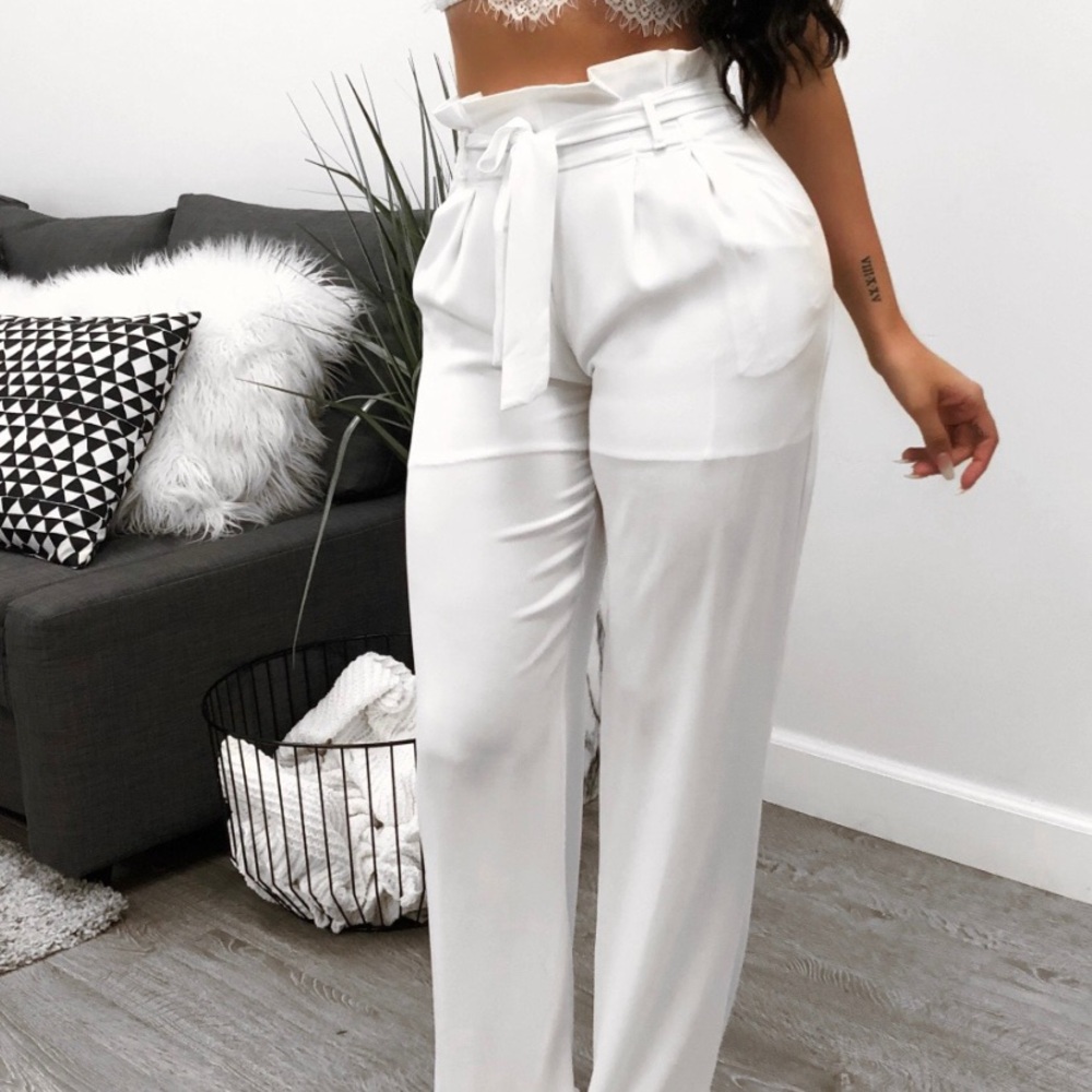 White Flowy Pants